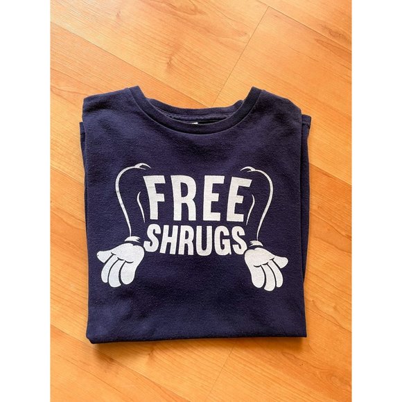 VINTAGE DELTA PRO WEIGHT FREE SHRUGS MICKEY MOUSE NAVY T SHIRT SIZE MEDIUM HYPE - Picture 2 of 3